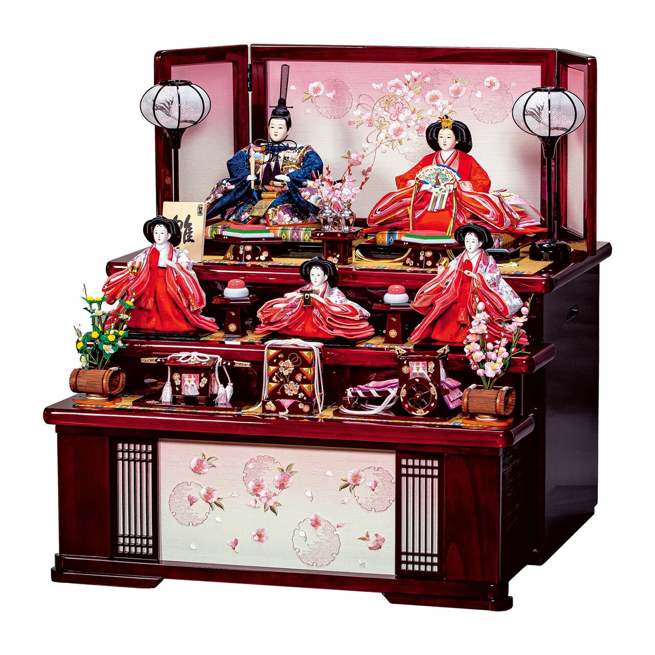 雛人形 コンパクト ひな人形 お雛様 おひなさま かわいい 手作り 2025年 新作 秀光 限定品 送料無料 ミニ 初節句 ひな祭り 収納 段 三段 五人 5人 桜 さくら買得 お得 人気 ランキング