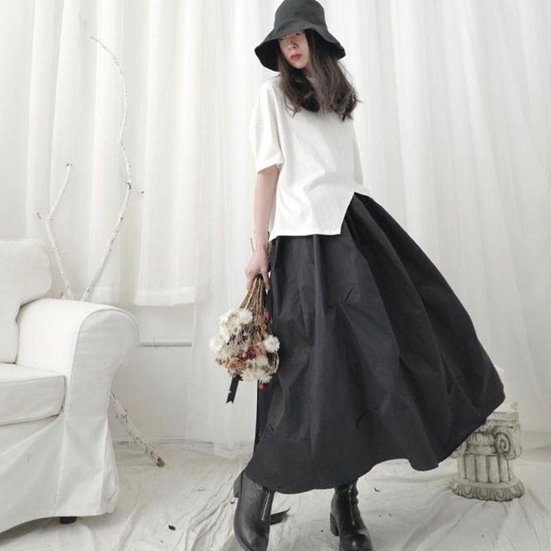 レディーススカートハイウエストファッションカジュアルサマーニューラージサイズルーズソリッドカラーシンプルレディーススカートサマートレンドシンプルカジュアルスカートソリッドカラーシンプル