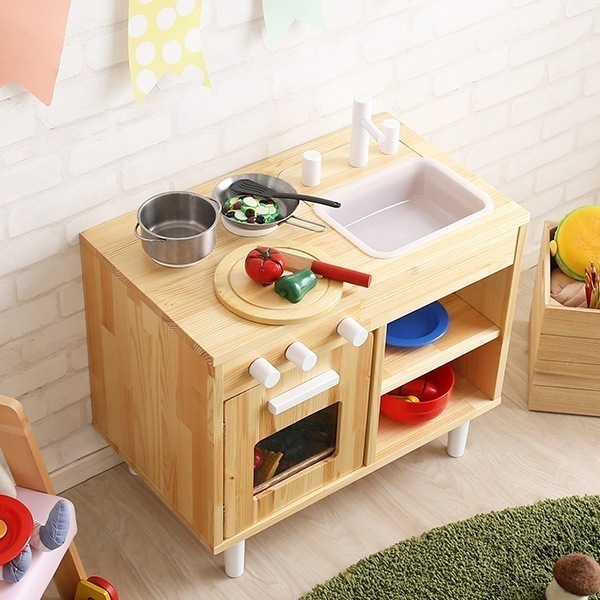 ままごとキッチン 知育玩具 天然木製 Michelle-ミシェルままごとキッチン 知育玩具 収納