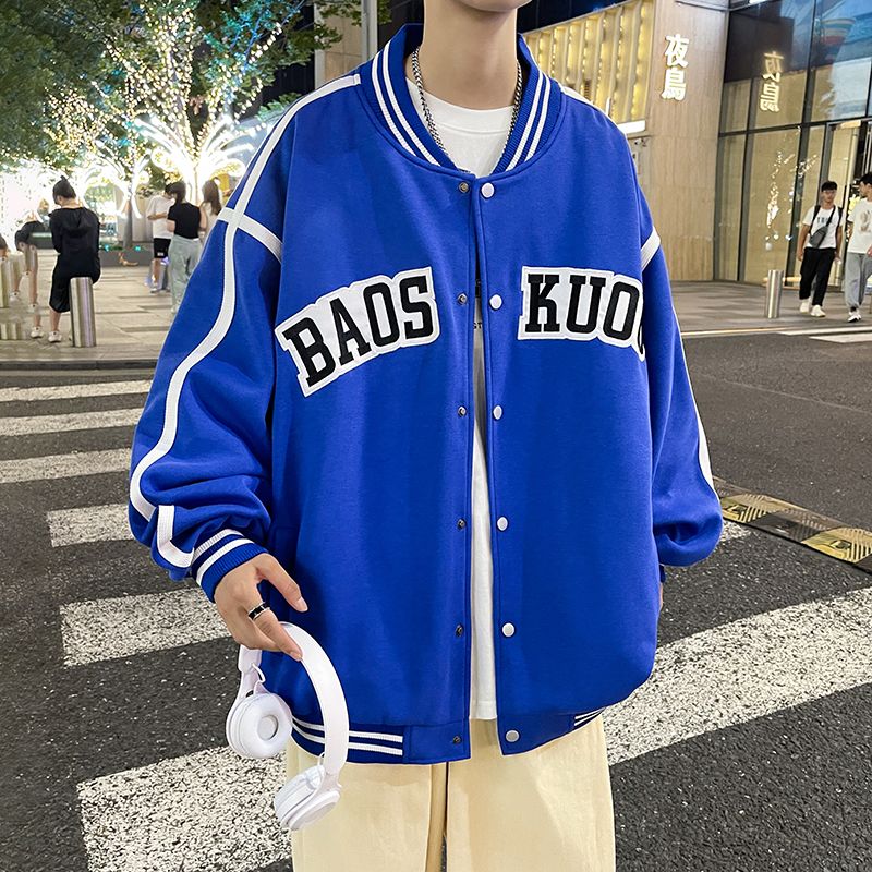 秋ジャケット春と秋の野球服男ゆったりオーバーサイズトレンドコート青少年学生ハンサム百着ジャケット上着男