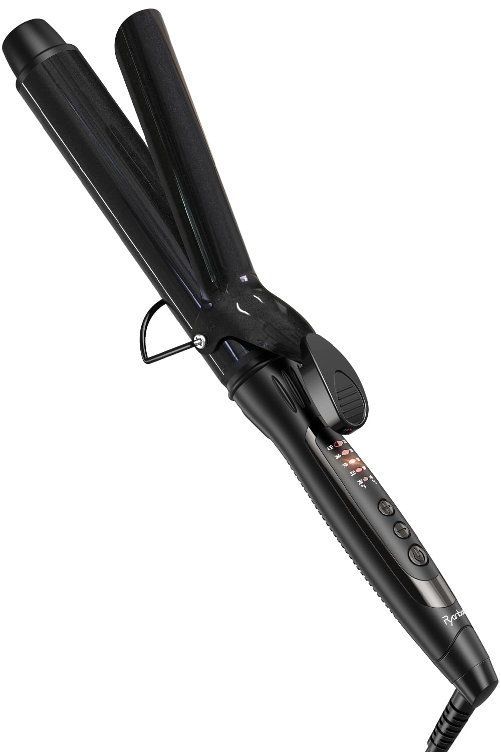 Ryanboo ヘアアイロン カールアイロン コテ 35mm カーリングアイロン 5段階温度調整 プロ仕様 MAX220℃ 海外対応(35mm, ブラック)
