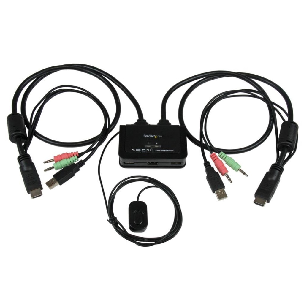 StarTech.com [SV211HDUA] KVMスイッチ/2ポート/シングルモニター/HDMI 1080p/ケーブル一体型/音声 リモートスイッチ付き/バスパワー/PC パソコン CPU切替器