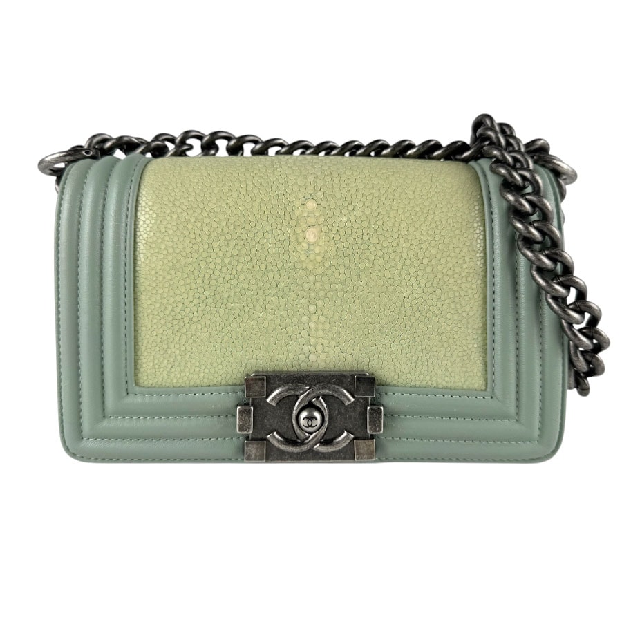 シャネル CHANEL ショルダーバッグ レザー/ガルーシャ グリーン系 レディース z9311