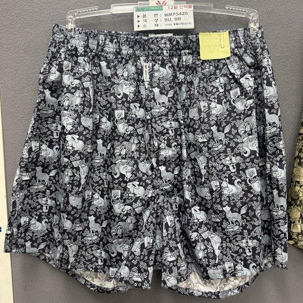 []WMP542OSETアンティークな雰囲気の動物捺染でユニークな感じを与えるトランクス（綿100％）2枚入り