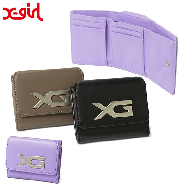 三つ折り財布 レディース 女子高生 かわいい 財布 ブランド 可愛い 小さい ミニ財布 XG EMBLEM BUCKLE FAUX LEATHER MINI WALLET 105254054006