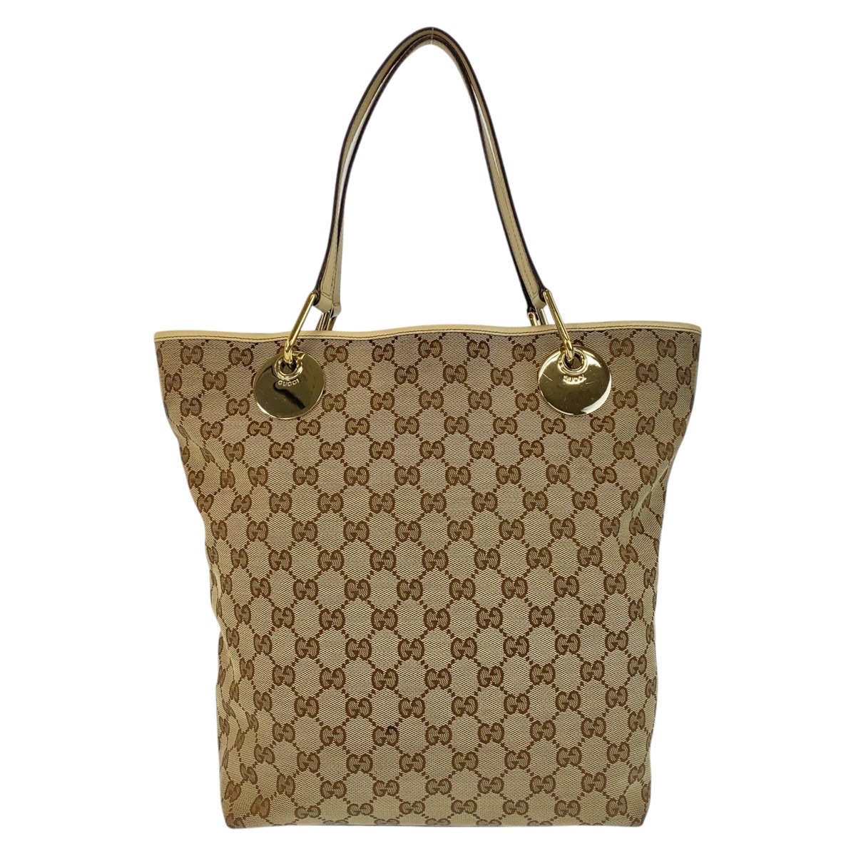 美品 ベージュ ホワイト ゴールド金具 GGキャンバス/レザー 120835 トートバッグ ショルダーバッグ レディース 500961 14,212円