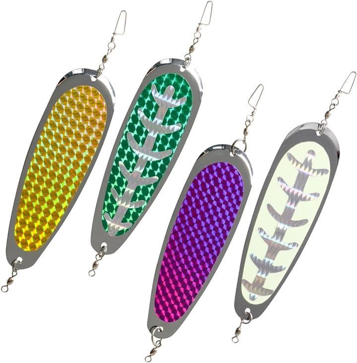 ドジャー トローリング レイク ライト フラッシャー 船釣り ルアー リグ 仕掛け サクラマス ニジマス ヒメマス トラウト(4色セット(緑紫黄白))