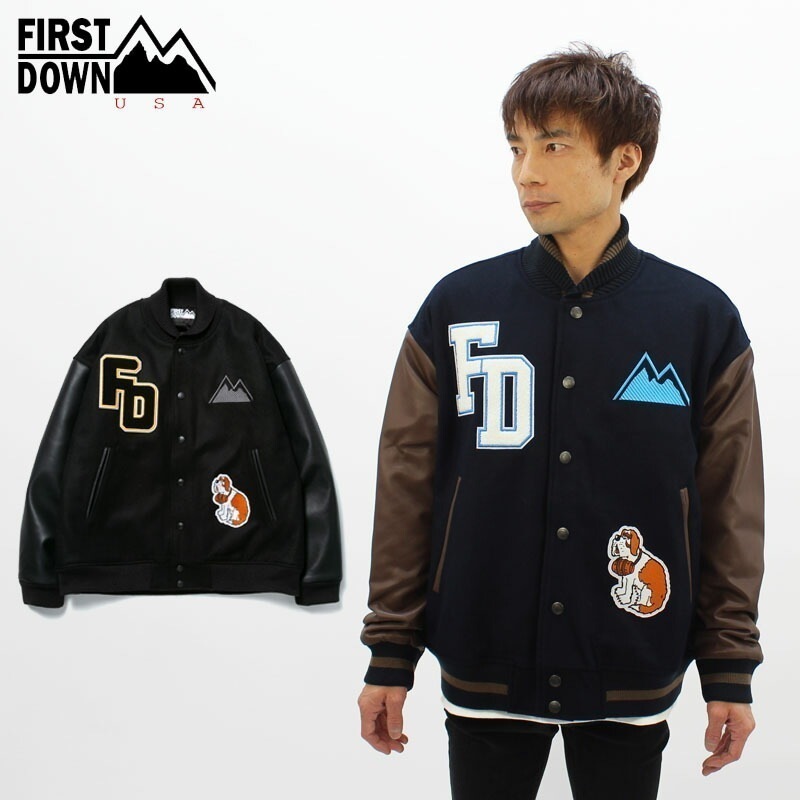 ファーストダウン バーシティ ジャケット VARSITY JACKET by MIDAS MIYAKE (F342568) メンズ アウター スタジャン