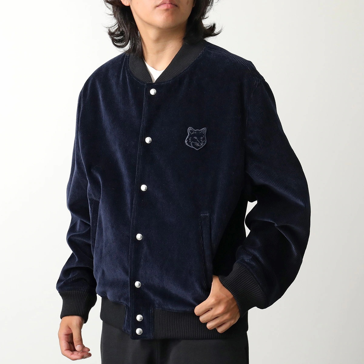 MAISON KITSUNE メゾンキツネ ブルゾン MM02108WW0116 メンズ ジャケット 長袖 刺繍ロゴ リブ 中綿入り コットン コーデュロイ