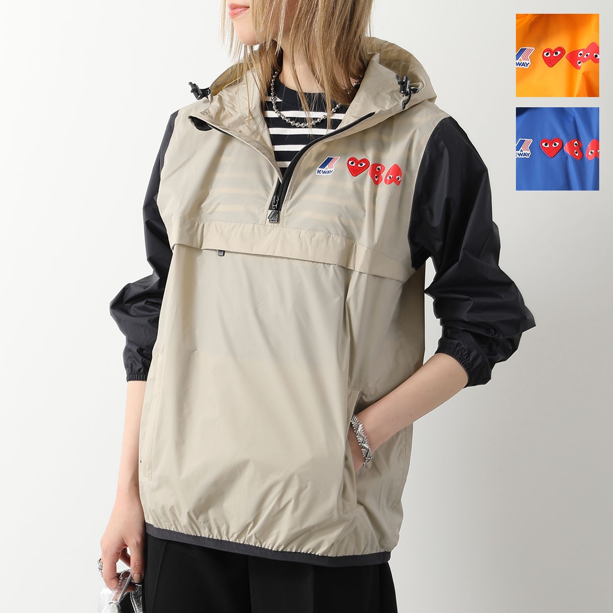 PLAY COMME des GARCONS × K-WAY プレイ コムデギャルソン ケーウェイ ブルゾン J506 レディース ハーフジップ パーカー パッカブル カラー3色 14,348円