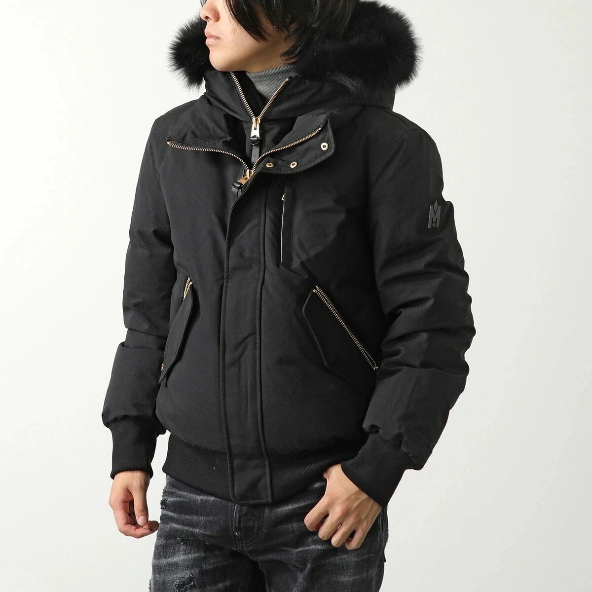 MACKAGE マッカージュ ダウンジャケット DIXON-BX メンズ フォックス ラビット ファー フード アウター ジャケット ロゴ BLACK GOLD