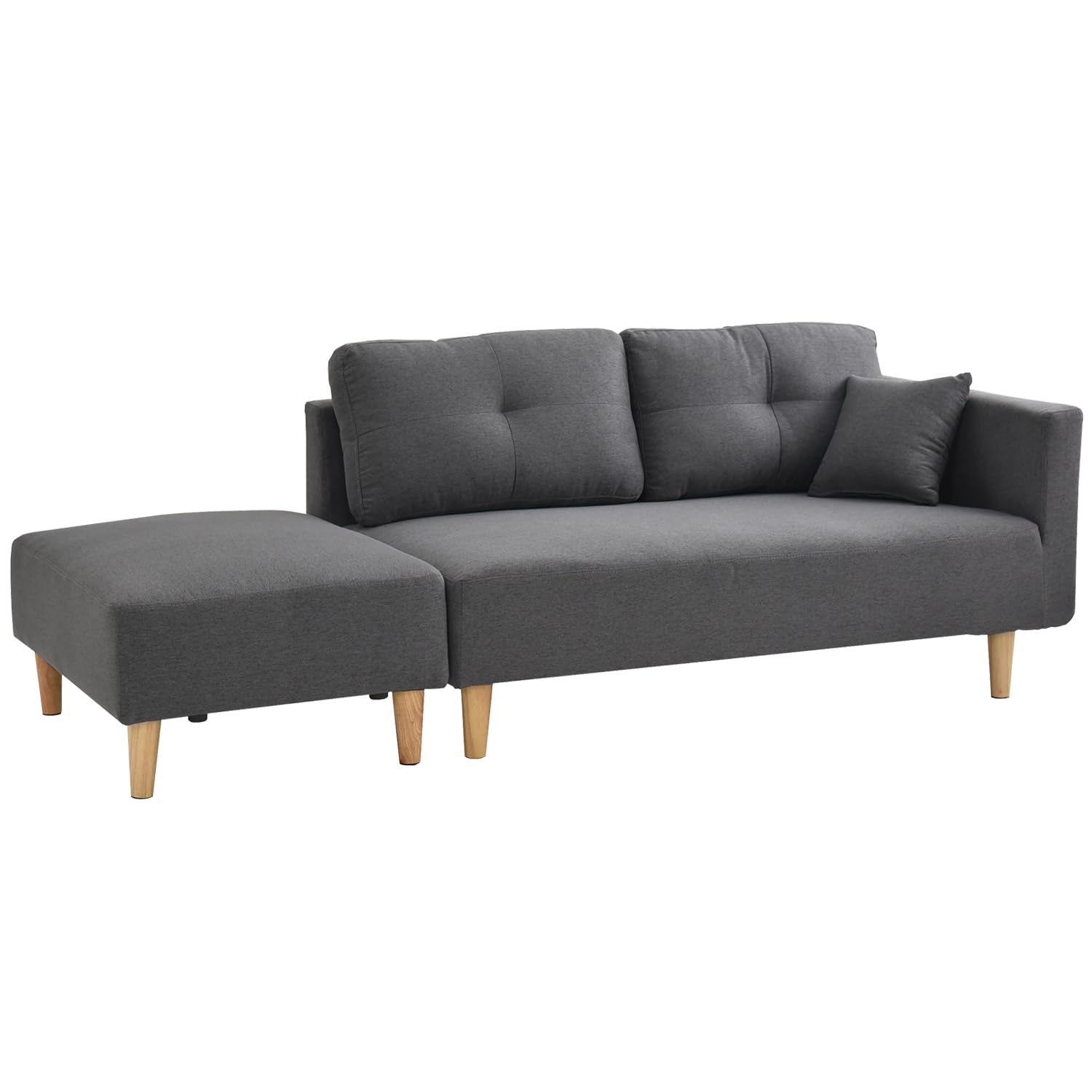 タマリビング(Tamaliving) カウチソファ ファボ グレー 幅190cm 木脚 3人掛け オットマン 組み合わせ自由 分割ソファ [半完成品] 50006403