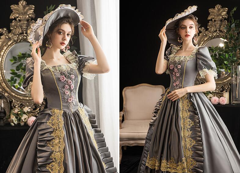 速達!華やか２点セット 貴族 ドレス ステージ衣装 舞台衣装 オペラ声楽 中世貴族風 お姫様ドレス 宮廷中世風 ドレス 貴族ドレス cosply 中世ヨーロッパ ステージ衣装 ハロウィン 王族服 オペ