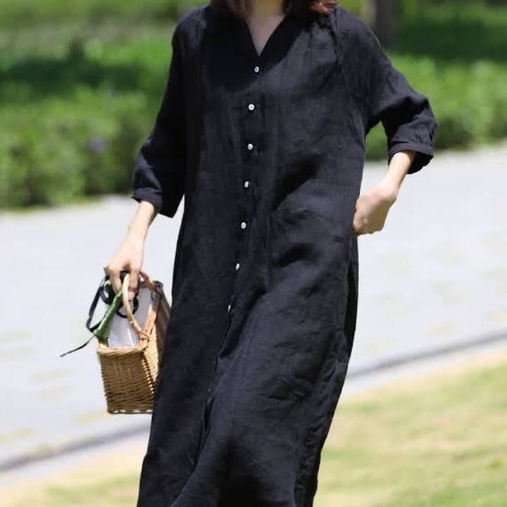 在庫限り大人 新作 ブラック 30代 七分袖 シンプル 50代 フルカーディガン 40代 ピース 麻 きれいめ レディース おすすめ ワン シャツ 上品 リネン 大きいサイズ ロング 着回し ゆったり