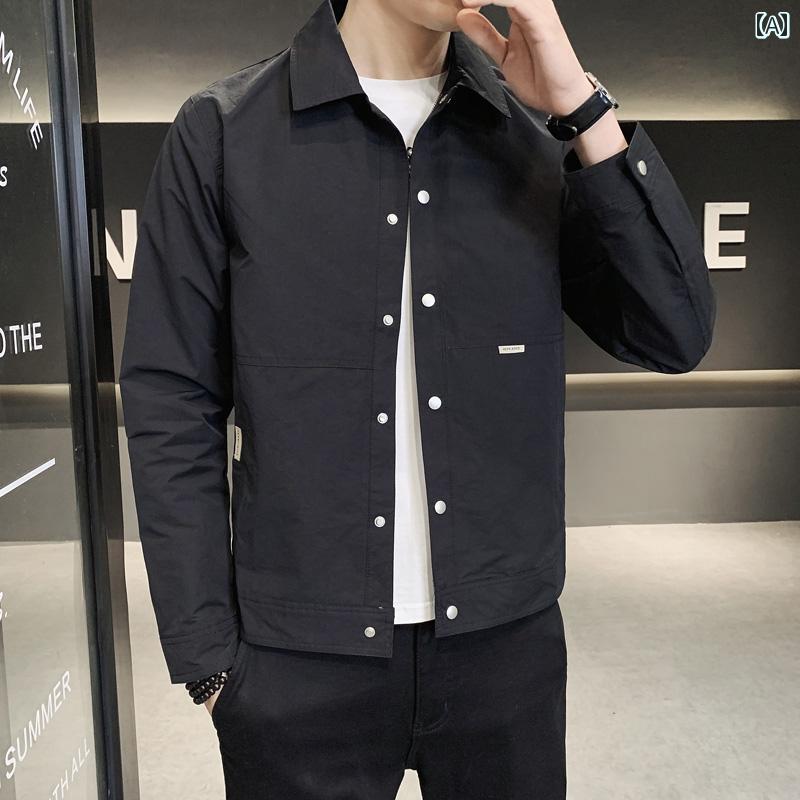 メンズ ファッション ジャケット 春秋 ショート ワーク フット カジュアル 無地 服 薄手 涼しい コート 秋 トップス