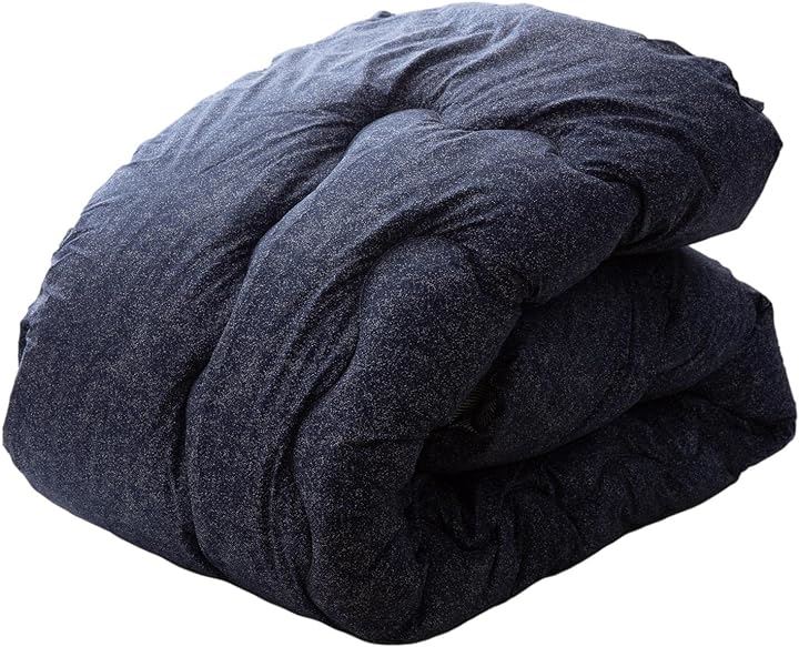 綿100％生地 デニム柄 ほこりの出にくいボリューム掛け布団 ダブルサイズ( デニム, ダブル)