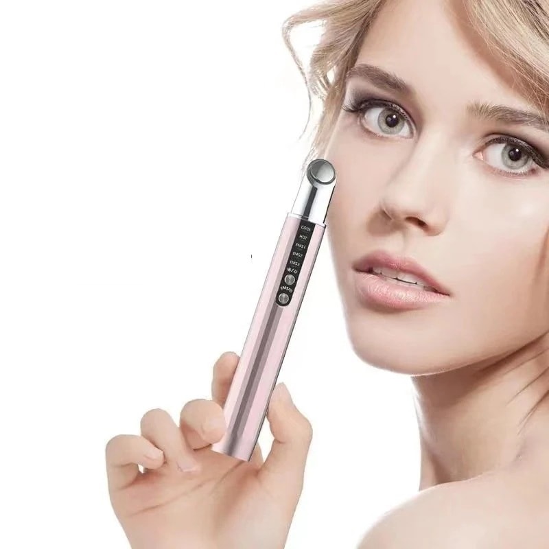 美顔器 目元ケア 1台5役 3段階EMS振動 イオン導入 マッサージ 冷却モード＆温熱ケア 3種類光エステ 口元 小じわ/ほうれい線/たるみ/クマ/むくみなどの肌トラブルを改善30%までに制限