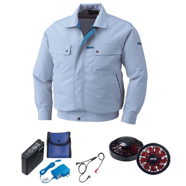 KU90450 空調服 綿/ポリ混紡 脇下マチ付 FAN2200BR/LISUPER1 サックス M