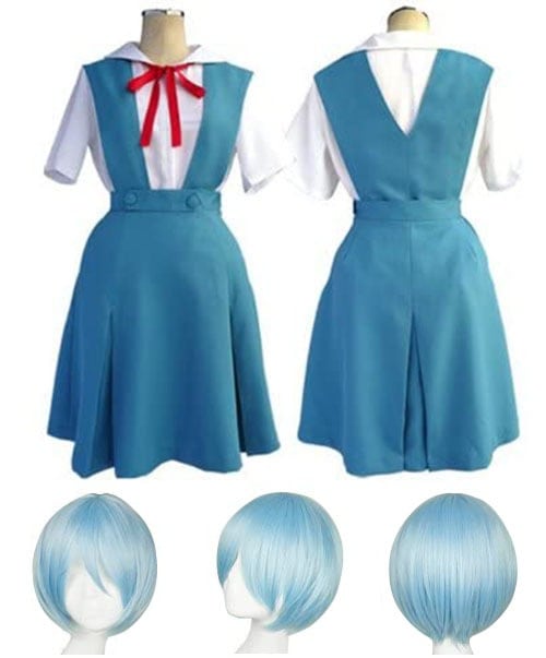 新世紀エヴァンゲリオン 綾波レイ/アスカ 女子制服 コスプレ 衣装 コスチューム ウィッグ付き