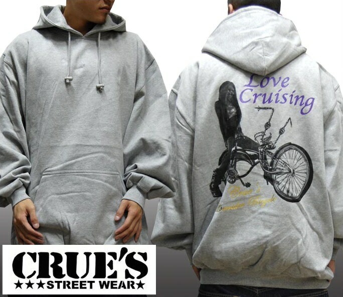 セール クルーズウェア メンズ ローチャリ スエット パーカー グレー CRUES WEAR Love Cruising クルーズ ローライダー ストリート スタイル HIPHOP ウェアー B系