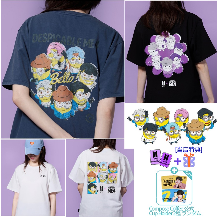 [BTS X ミニオンズ] BTS X Despicable Me 4コラボ T_Shirt White, Black, Blue 3Color