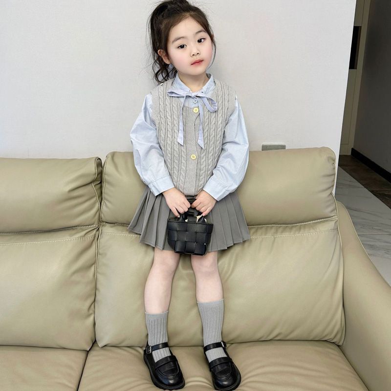 ベビー服 ベビー服 春服 春 カレッジ風スーツ 春 女の子 子供服 新しいスタイル 2025 子供ワンピース ベビー用品 ベビー服 蝶ネクタイシャツ 半そでスカート