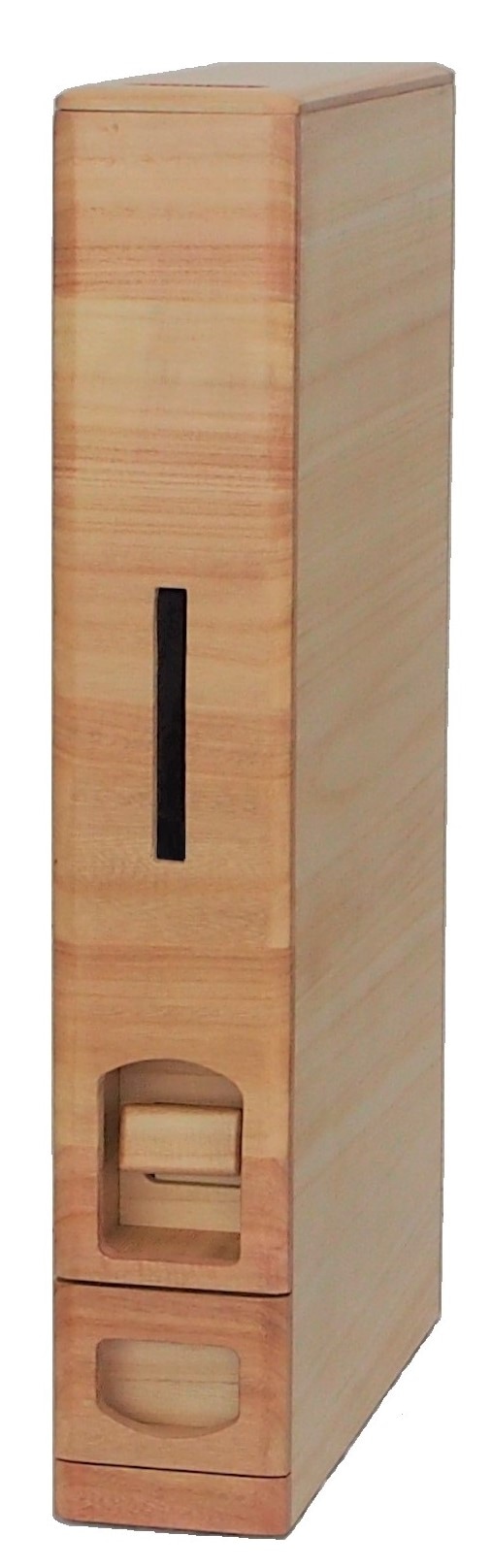 幅12cm 10kg用 スリム 米びつ 桐製スリムライスディスペンサー（12kg収納)