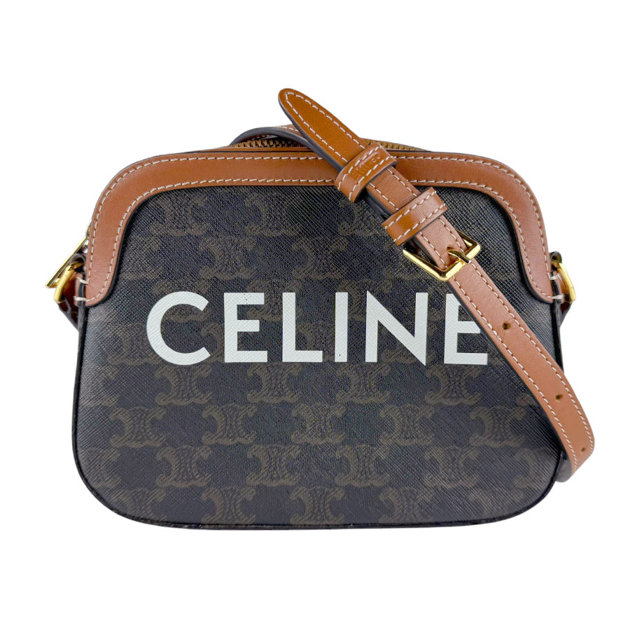 セリーヌ CELINE ショルダーバッグ トリオンフ スモール カメラバッグ PVC/レザー ブラウン レディース z9605
