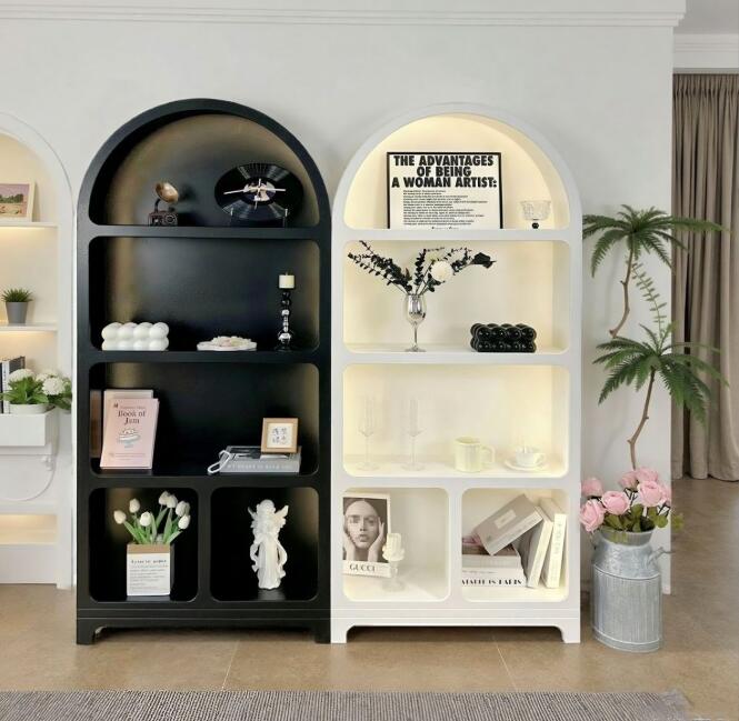 北欧風収納棚　ホームリビングルームキッチンサイドボードモダンアーチデザイン木製収納キャビネット　クリーム風洞キャビネットモダンシンプルショーケースリビング棚飾り棚本棚ロッカーサイドキャビネット