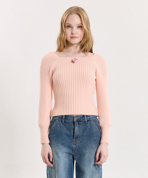 RIB PUFF SWEATER_PINK