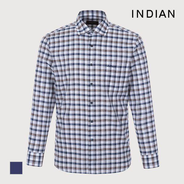 INDIAN リネンブレンド ギンガムチェックシャツ_MITNL4S1231