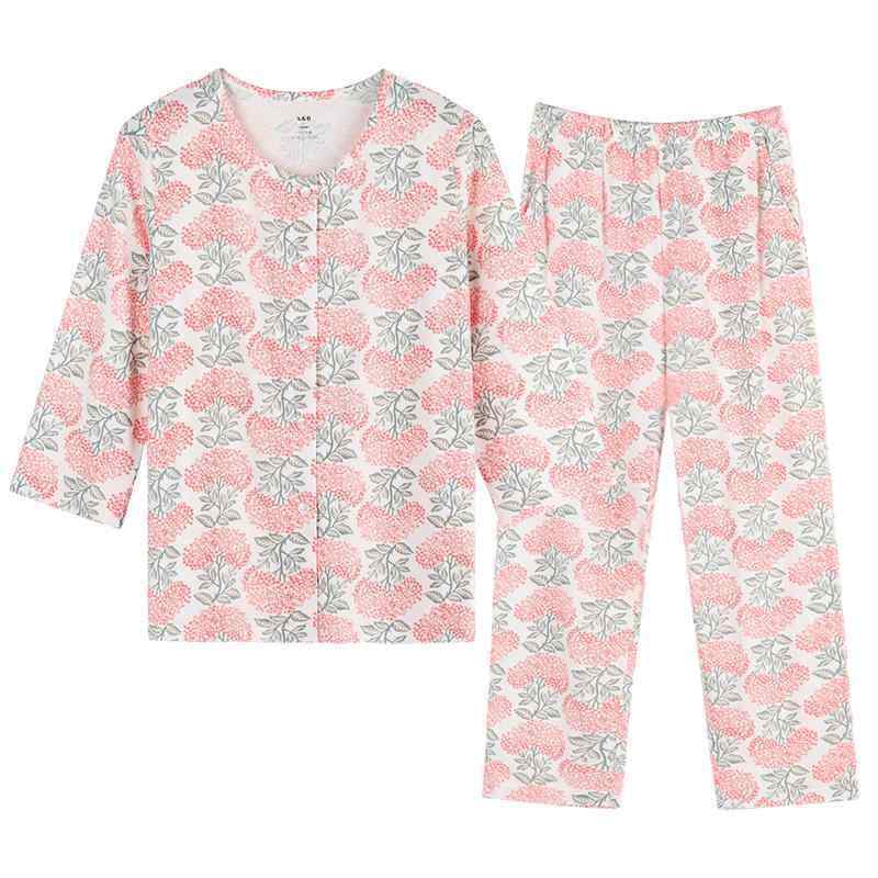 ルームウェア 部屋着 レディース 長袖 婦人 ミセス 高齢者 綿 7分袖 カーディガン パンツ スーツ 夏 薄手