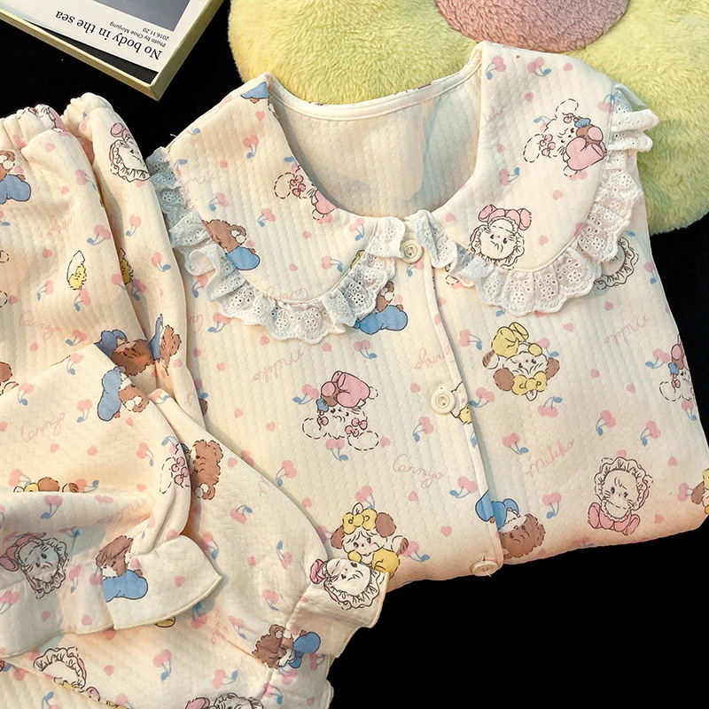 【急速出荷!】漫画日本のミッコパジャマ女性用秋冬エアコットンサンドイッチ厚く暖かい人形の襟冬のホーム服