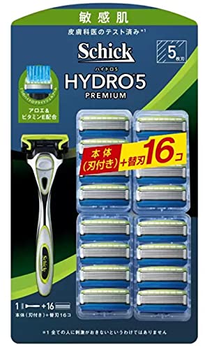 Schick(シック) 5枚刃 ハイドロ5 プレミアム 敏感肌用 本体 替刃16P 2個アソート