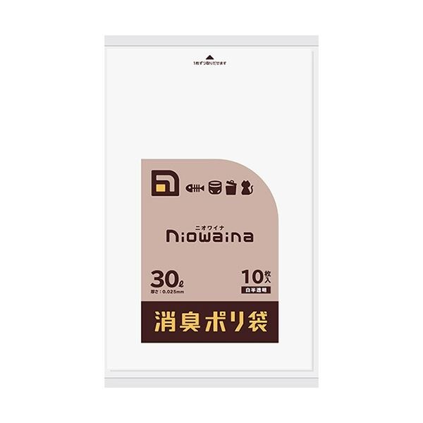 （まとめ）日本サニパック ニオワイナ消臭袋 白半透明 30L SS30 1パック（10枚）[x20]