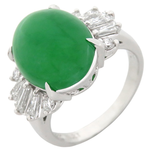 TASAKI TASAKI リング 指輪 ヒスイ ダイヤリング Pt900 ヒスイ プラチナシルバー 翡翠 緑 12.5号【中古】