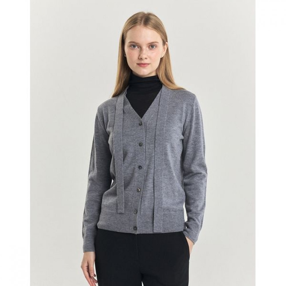 [ヘッジズレディース] 24FW ウォッシャブルタイカーディガングレー HSSW4DP71G2