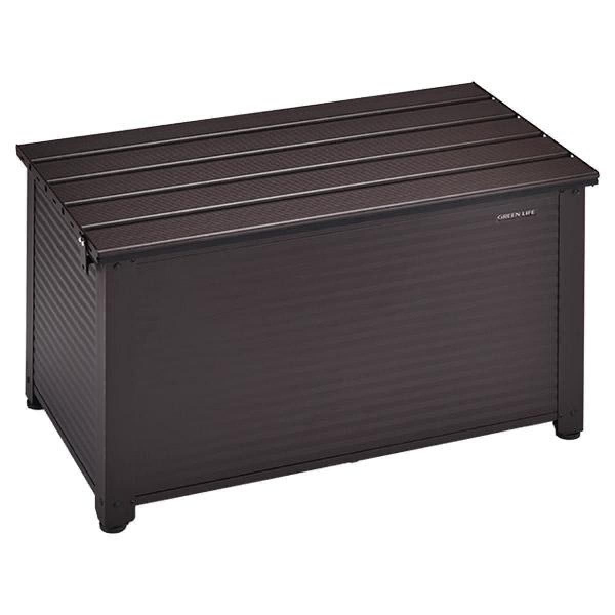 【I】グリーンライフ アルミベンチストッカー84 ABS-84P ブラウン 屋外 収納 収納ベンチ 物置 ベランダ台 屋外収納庫