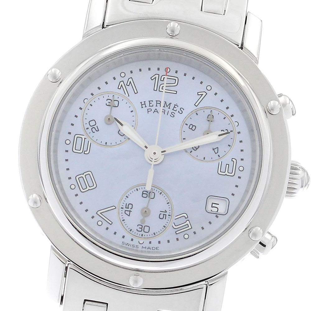 訳あり エルメス HERMES CL1.310 クリッパークロノ デイト クォーツ レディース _900187【中古】