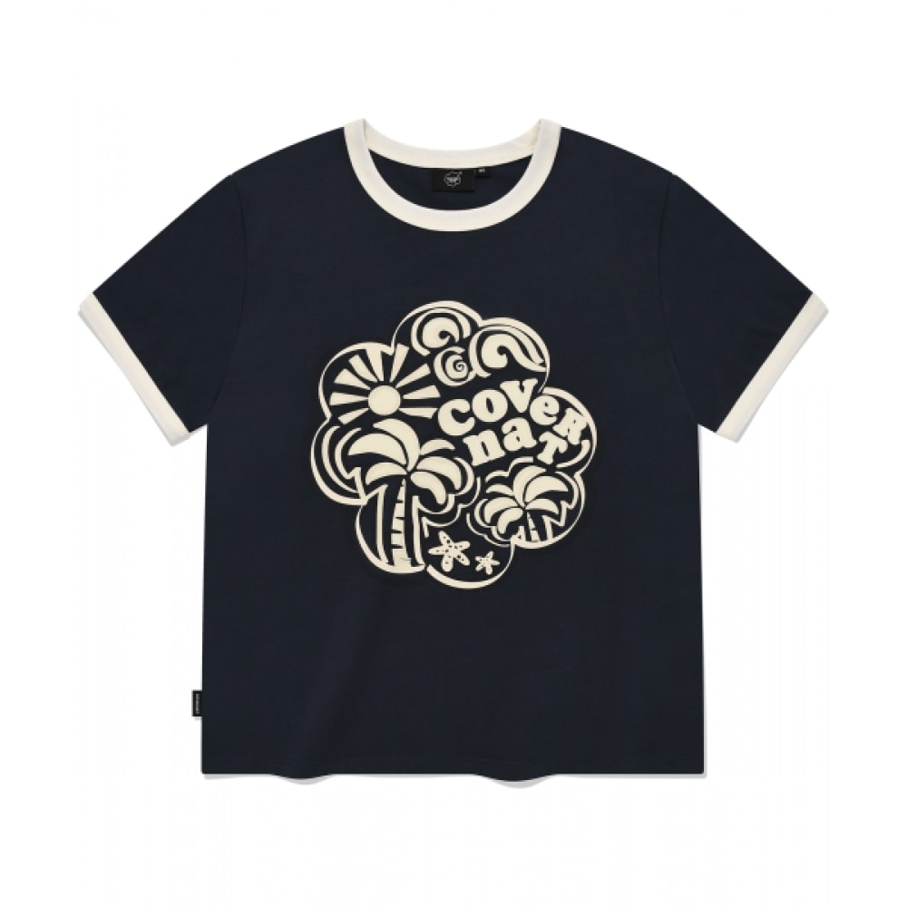 COVERNAT 女性女性クローバーハートリンガー Tシャツネイビー 6,255円