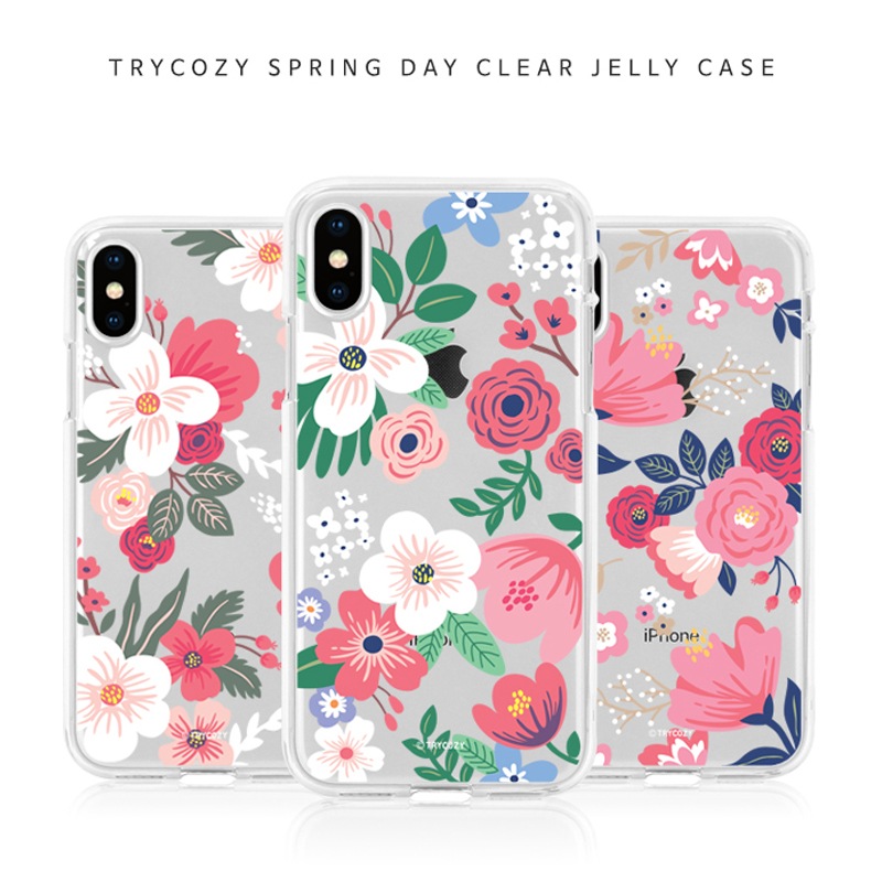 透明ケース Iphone8plus クリア 韓国 花柄 ピンク 可愛い パステルカラー アート Golfschule Gap De