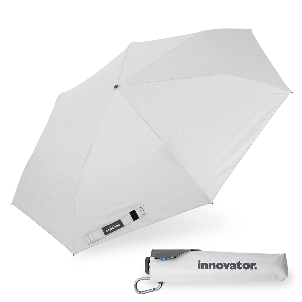 小川(Ogawa) 【2025】 軽量ワイド折りたたみ傘 手開き 60cm innovator 晴雨兼用 UVカット率&遮光率99%以上 遮熱加工 はっ水 ホワイト×シルバー 7本骨 カーボン骨 収納