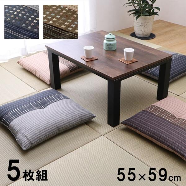 ゆかり クッション 座布団 セット しじら織 国産 日本製 仏前 法事 お盆 贈り物 和室 和柄 銘仙判 洗える 手洗いYKR55595P