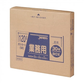 ジャパックス 大型ポリ袋120L ダストカート(M) 透明 30枚×6箱 DKB93
