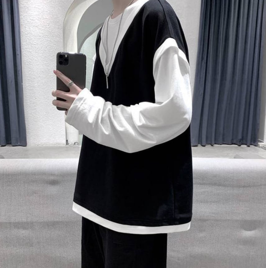 トップス 上着 人気 おすすめ おしゃれ お洒落 激安 安い プチプラ ロンT ロンティー 長袖Tシャツ Tシャツ ティーシャツ ラウンドネック 丸首 コットン 綿 ポリエステル レイヤードカットソー