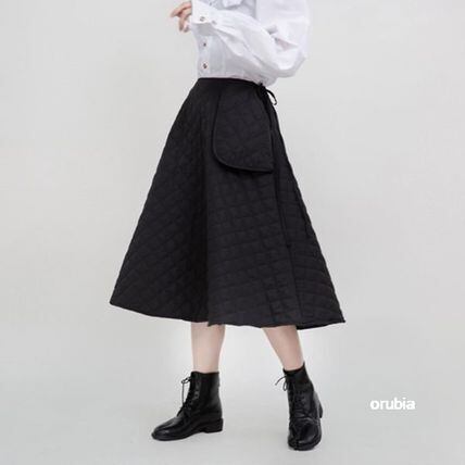 スカート ロング スカート フレア スカート ハイ ウエスト 膝丈 Ａライン ミモレ 丈 ゆったり コットン 綿 動きやすい かわいい 可愛い あったか きれいめ 入園式 卒園式 入学式 卒業式 冬