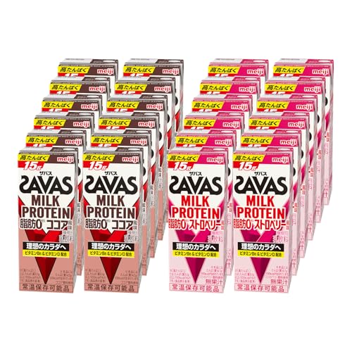 【Amazon.co.jp限定】 SAVAS(ザバス) MILK PROTEIN 脂肪0 (ストロベリー風味＆ココア風味） 200ml×各12本 計24本 ミルクプロテイン 4,738円
