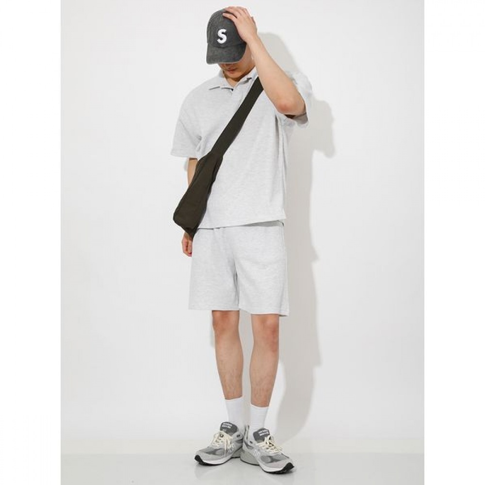 [ハリソン] ワッフルショートスリーブカラティセットアップHITC1118