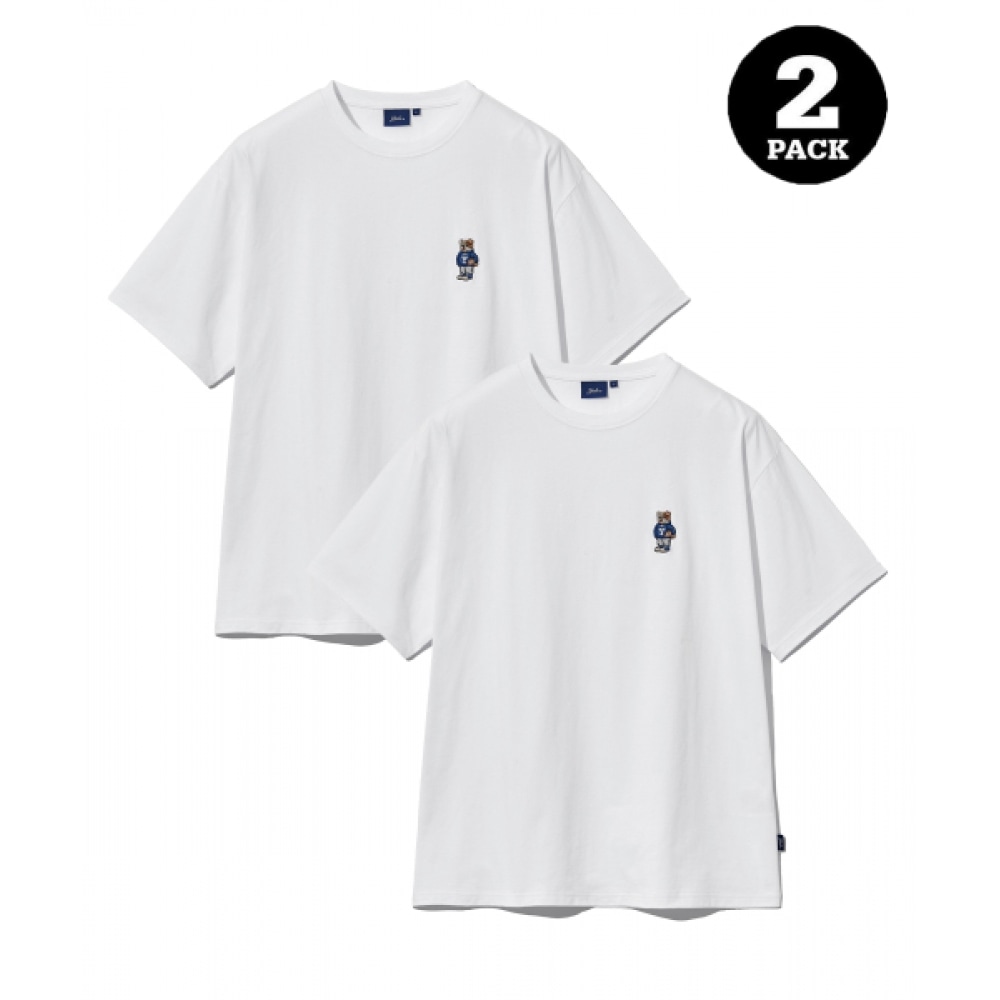 YALE (2パック) エンブロイダリーダン Tシャツホワイト/ホワイト