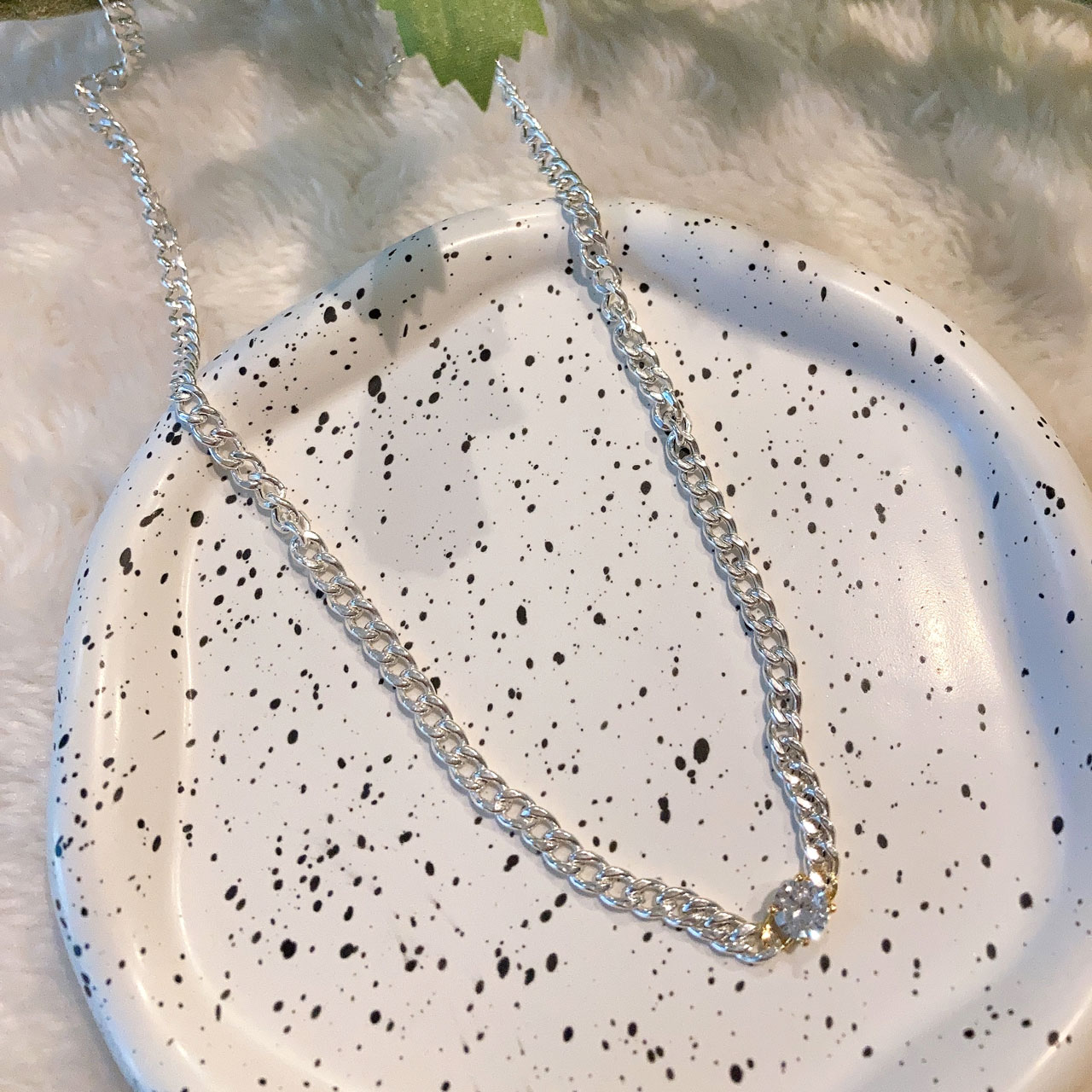 [国内発送] 韓国ジュエリー・Silver925ホローチェーンキュービックネックレス・アレルギー対応ジュエリー